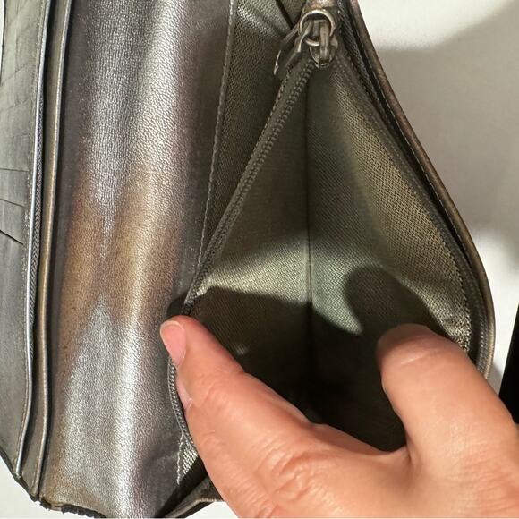 Vintage Chanel Black Leather Wallet with Silver \Logo, 7x4 inches, Bifold Design - Picture 6 of 12